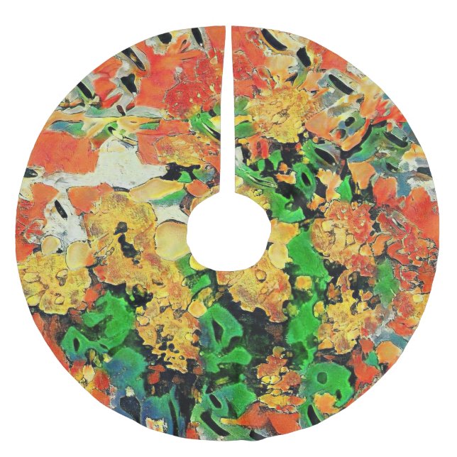 Retro Oil Painting: Van Gogh Monet Brushed Polyester Tree Skirt (Front)