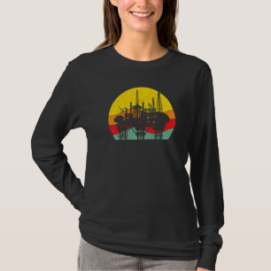Retro Oil Well Pumpjack Oil Rig Oilman Oilfield Wo T-Shirt