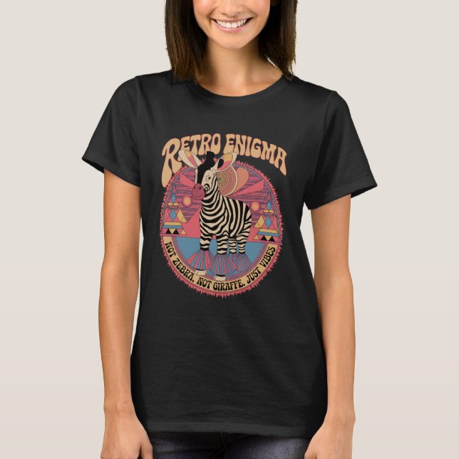 Retro Okapi Enigma Psychedelic Animal Art T-Shirt (Front)