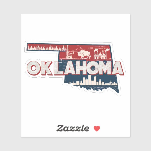Retro Oklahoma State Car Sticker (Sheet)