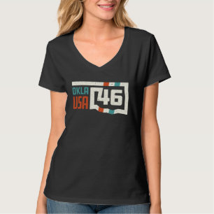 Retro Oklahoma State Map Okla USA 46th State Vinta T-Shirt