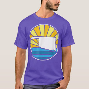 Retro Oklahoma Sunset 70s Stained Glass Design T-Shirt