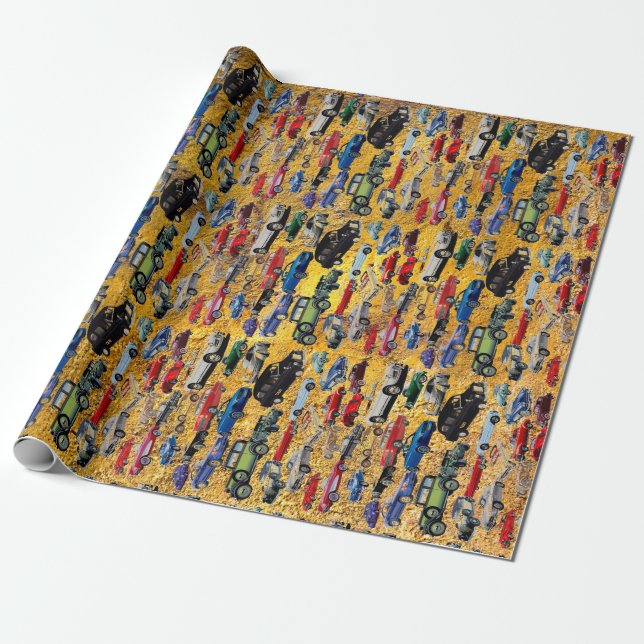 Retro Old Auto Vintage Wrapping Paper (Unrolled)
