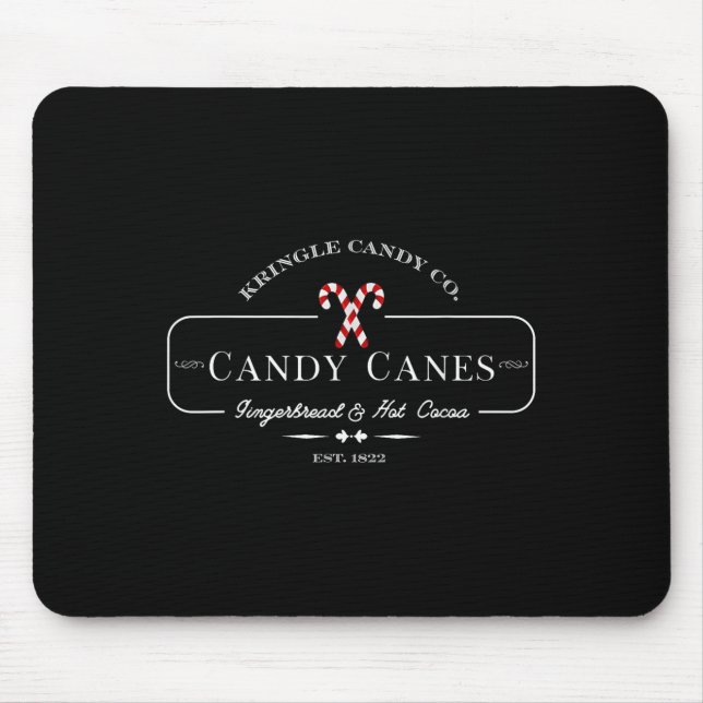 Retro Old Fashioned Kringle Candy Canes Co Merry C Mouse Pad (Front)