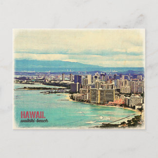 Retro Old Look Hawaii Oahu Island Waikiki Beach Postcard