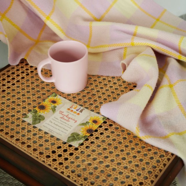 Retro Old Paper Sunflower Thanksgiving Holiday Invitation (Creator Uploaded)