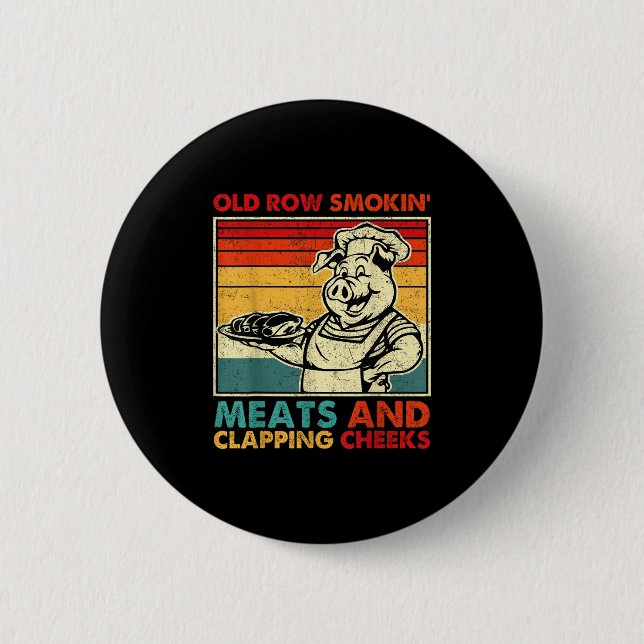 Retro Old Row Smoking Meats And Clapping Cheeks Fu 6 Cm Round Badge (Front)