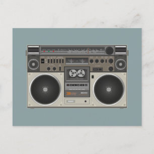 Retro old school Tape deck player Boogie box Holiday Postcard