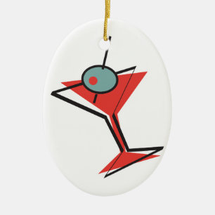 retro olive martini ceramic tree decoration