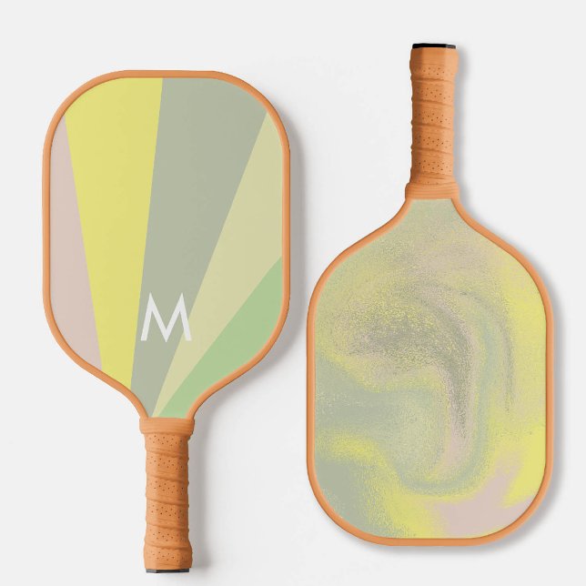 Retro Olive Sorbet Monogram Modern Personalised Pickleball Paddle (personalized pickleball paddle monogram retro mint green mauve purple pink custom sports gift)