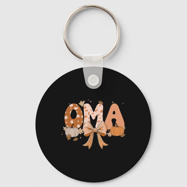 Retro Oma Coquette Bows Leopard Fall Thanksgiving  Key Ring (Front)