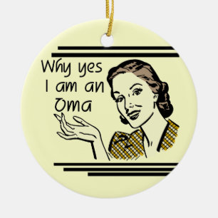 Retro Oma Tshirts and Gifts Ceramic Tree Decoration