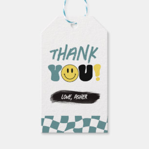 Retro One Happy Dude First Birthday Thank You Tag