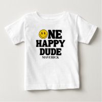 Retro One Happy Dude Smile Face Boy 1st Birthday