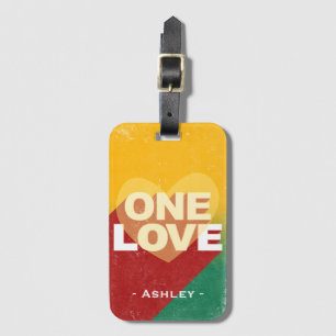 Retro One Love Poster Art Colourful Personalised Luggage Tag