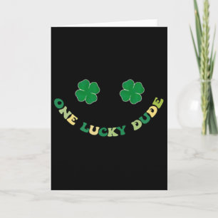 Retro One Lucky Dude St Patricks Day Shamrock Luck Card
