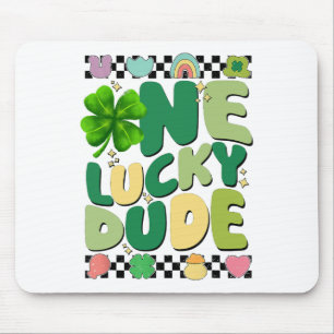 Retro One Lucky Dude St Patricks Day Shamrock Luck Mouse Pad