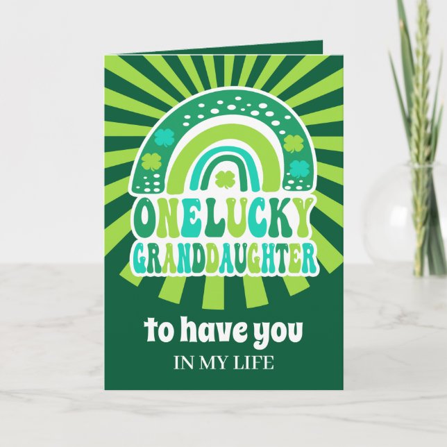 Retro One Lucky Granddaughter St. Patrick's Day Card (Front)
