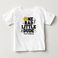 Retro One Rad Little Dude Smile Boy 1st Birthday