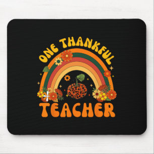 Retro One Thankful Teacher Thanksgiving Fall Mens Mouse Pad
