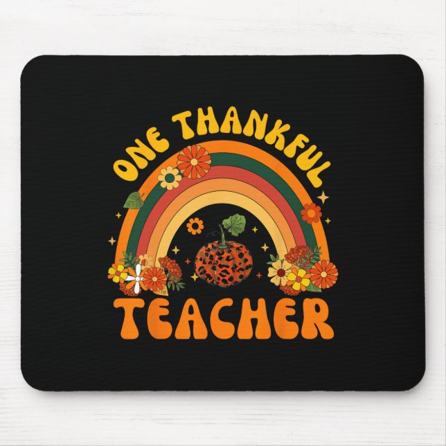 Retro One Thankful Teacher Thanksgiving Fall Mens  Mouse Pad (Front)