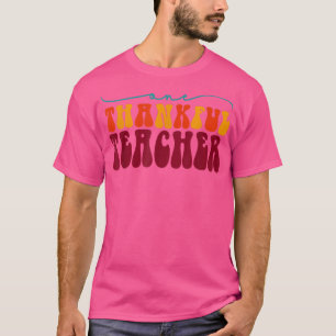 Retro One Thankful Teacher Thanksgiving Fall Teach T-Shirt