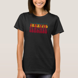 Retro One Thankful Teacher Thanksgiving Fall Teach T-Shirt