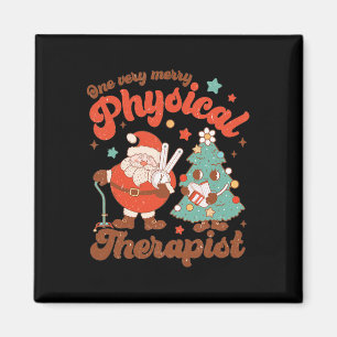 Retro One Very Merry Physical Therapist Santa Chri Magnet