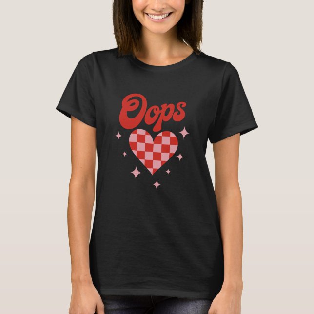 Retro Oops - Chequerboard Heart T-Shirt (Front)