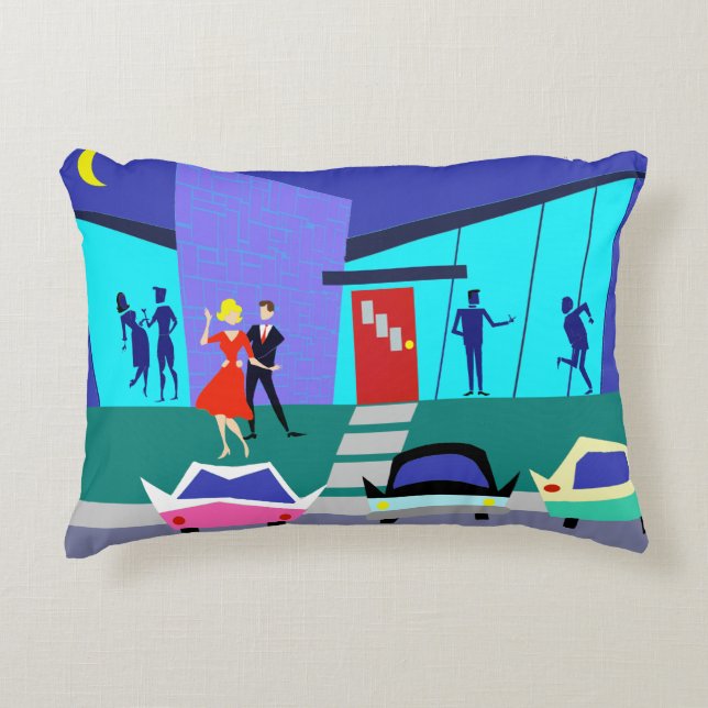 Retro Open House Party Accent Pillow (Front)