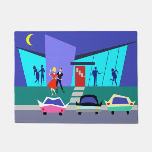 Retro Open House Party Door Mat
