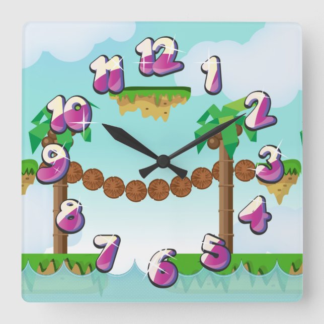 Retro or classic Platform game Square Wall Clock (Front)