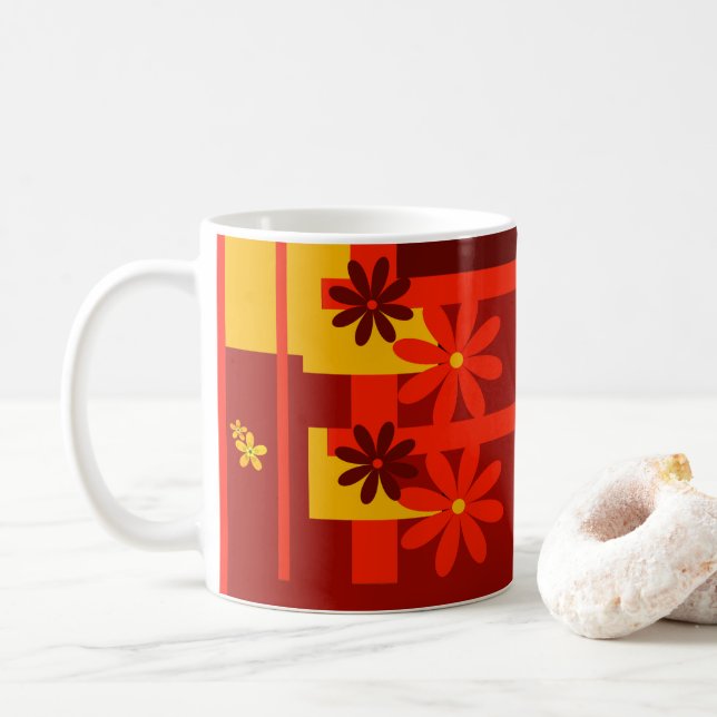 Retro orange 1970's coffee mug (With Donut)
