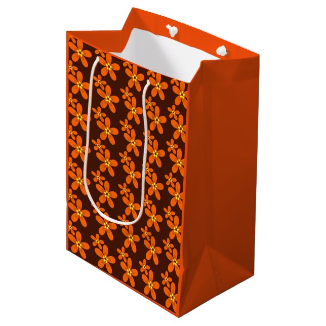 Retro orange 1970's medium gift bag (Front Angled)