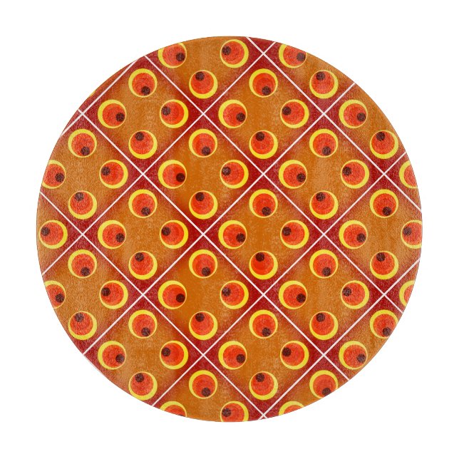 Retro orange 1970's,personalised text cutting board (Front)