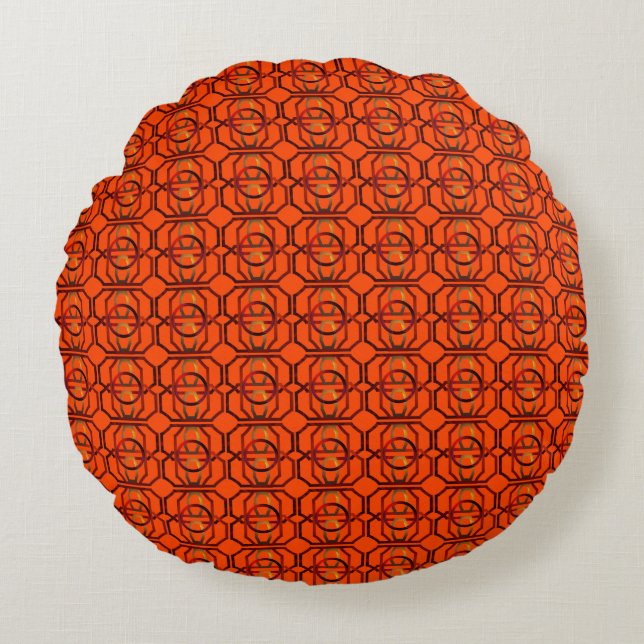Retro orange 1970's round cushion (Front)