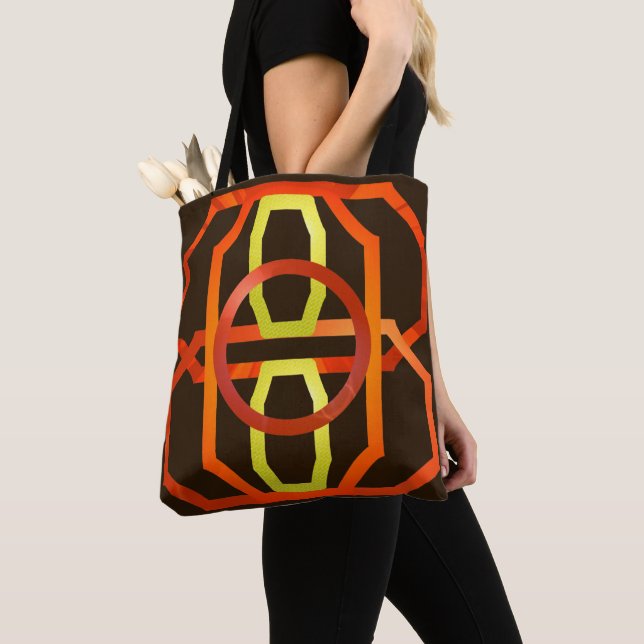 Retro orange 1970's tote bag (Close Up)