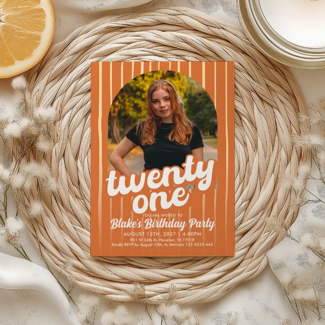 Retro Orange 21st Birthday Invitation (Creator Uploaded)