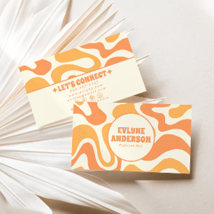 Retro Orange 70s Boho Groovy Funky Trendy Fun Business Card