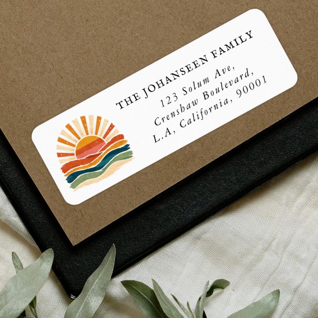 Retro Orange Abstract Sunset Return Address (Creator Uploaded)
