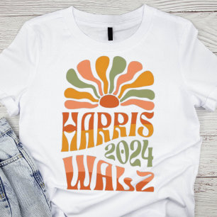 Retro Orange and Green Harris Walz 2024 T-Shirt