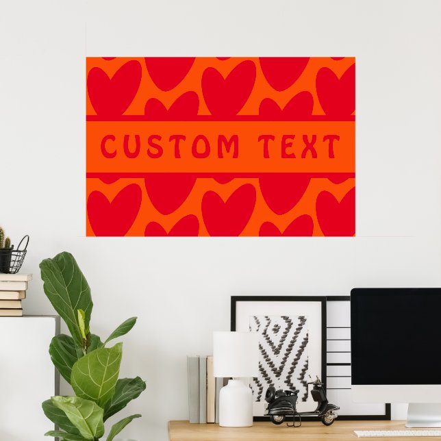 Retro Orange and Groovy Red Hearts Poster (Home Office)