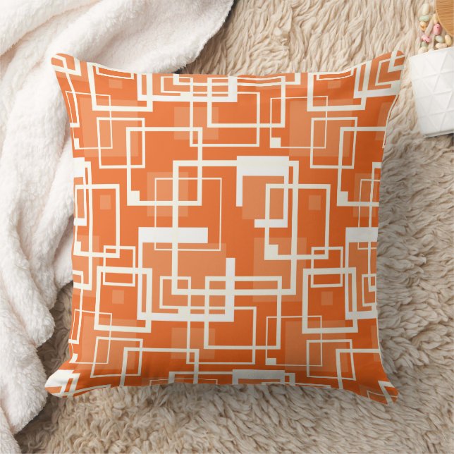Retro Orange and Ivory Square Link Circuit Board  Cushion (Blanket)