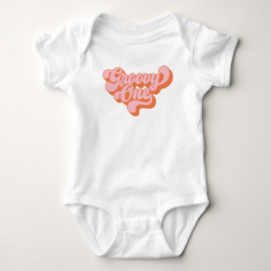 Retro Orange and Pink Groovy One Baby Bodysuit