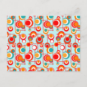 Retro Orange and Turquoise Dots Postcard