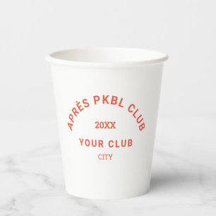Retro Orange Après PKBL Club Crest Pickleball Paper Cups