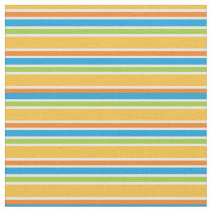 Retro Orange Blue Green Cute Colourful Striped Fabric