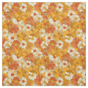 Retro Orange Botanical Bold 70s Vintage Floral Fabric