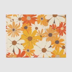 Retro Orange Botanical Bold 70s Vintage Floral Tissue Paper