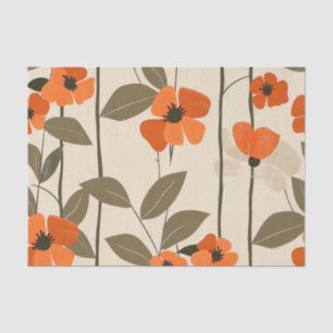 Retro Orange Botanical Bold 70s Vintage Floral Tissue Paper